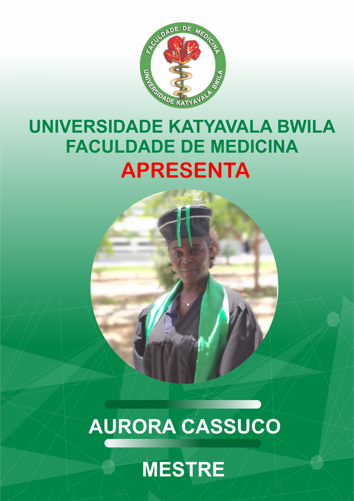 FMUKB Anuncia Ascensão da Estudante Aurora Nanjinga Fátima Cassuco ao Grau de Mestre