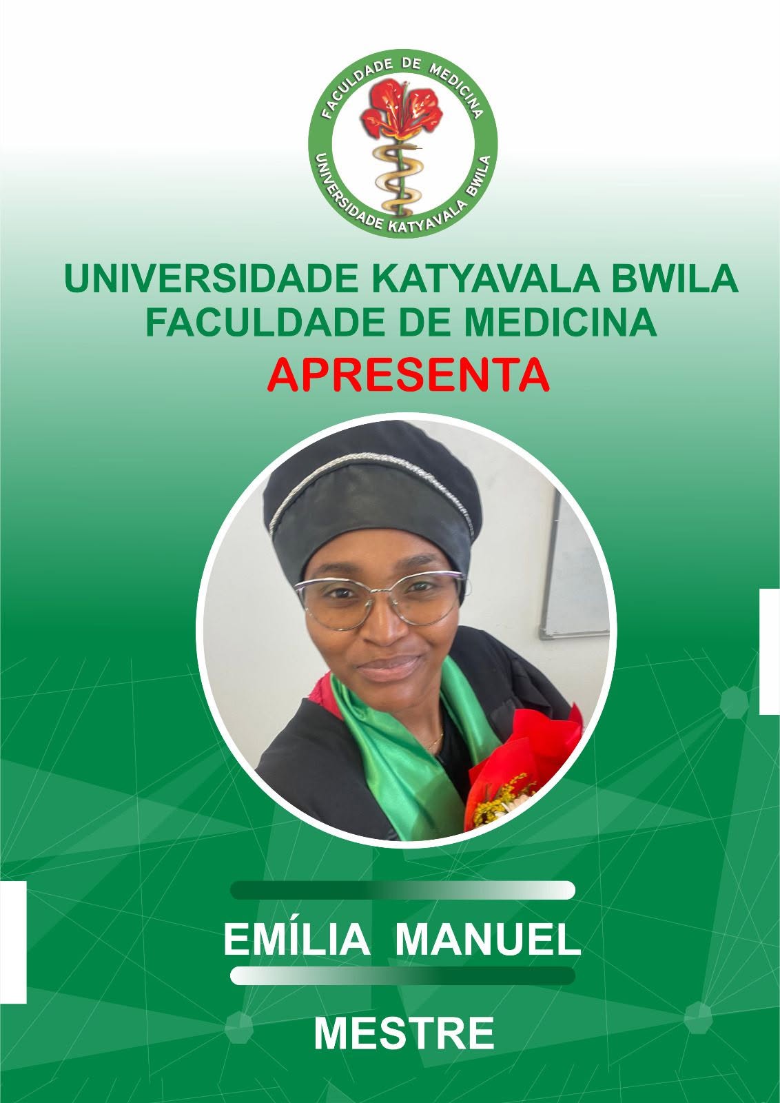FMUKB Anuncia Ascensão da Estudante Emília Elisangela Chipalanga Manuel ao Grau de Mestre